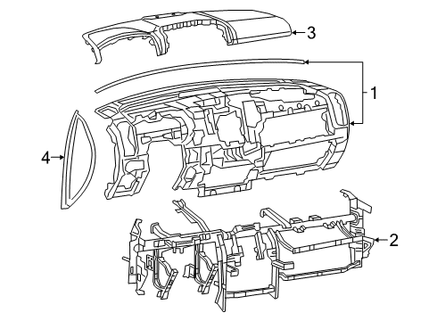 2021 Ram 1500 Instrument Panel, Black/Light Brown Diagram for 6PB031X5AF