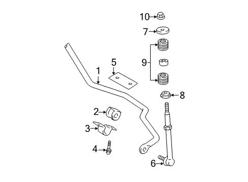 2005 Dodge Durango Stabilizer Bar Bolt, Front Diagram for 6507948AA