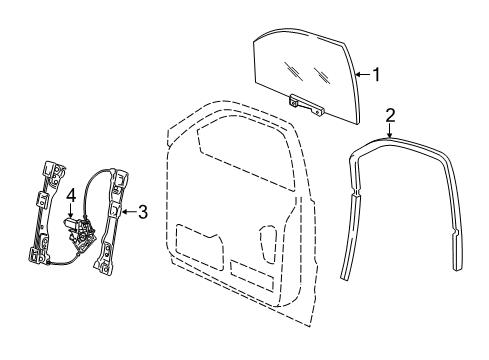 2016 Jeep Grand Cherokee Window Regulator, Front Passenger Side Diagram for 68079286AA