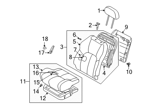 2003 Chrysler Sebring Headrest, Brown, Front Diagram for MR641562