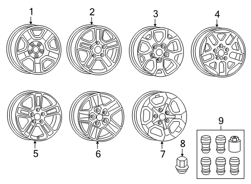 2021 Jeep Gladiator Wheel Lock Kit Diagram for 82215711AA