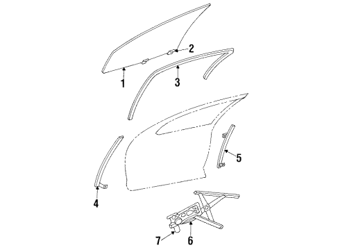 2000 Chrysler LHS Door Glass, Front Passenger Side Diagram for 4780230AD