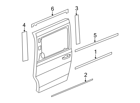 2013 Chrysler Town & Country Lower Weatherstrip, Upper Passenger Side Diagram for 5020840AE
