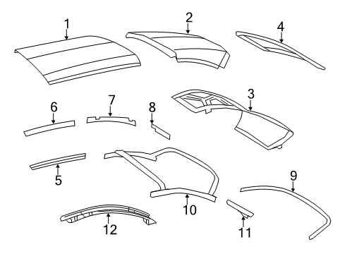 2012 Chrysler 200 Rear Roof Panel, Top Diagram for 1HY79TZZAA