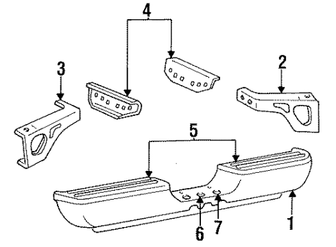 1998 Dodge Ram 1500 Bumper Mount Bracket, Rear Diagram for 55274869