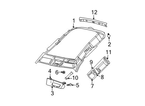 2007 Chrysler Pacifica Visor, Driver Side Diagram for 1FU691W1AA