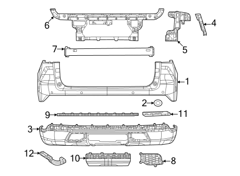 2022 Jeep Grand Cherokee Grille, Rear Diagram for 6UR37GXHAA
