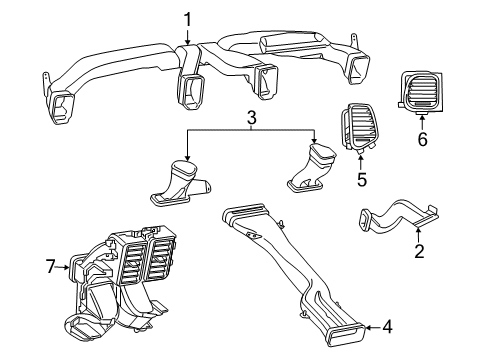 2017 Jeep Grand Cherokee Air Outlet, Outer Passenger Side Diagram for 6XJ98GFAAA