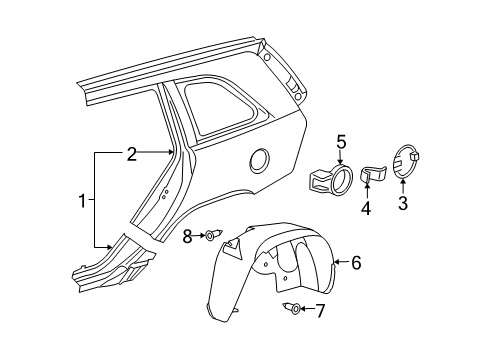 2008 Chrysler Pacifica Outer Panel, Rear Passenger Side Diagram for 5093832AD