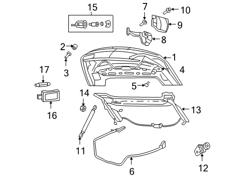2008 Chrysler Sebring Tonneau Cover Diagram for 1JB76XT1AB