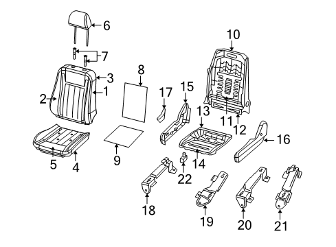 2009 Dodge Durango Headrest, Front Diagram for 1FL951J3AA