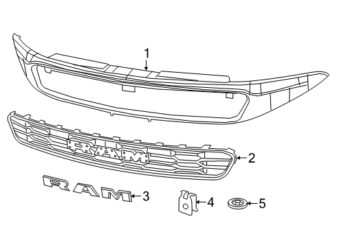 2021 Ram ProMaster City Grille & Components Diagram 2 - Thumbnail