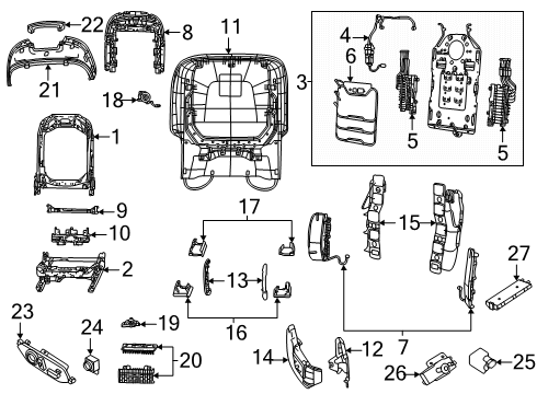 2024 Jeep Grand Cherokee L Passenger Seat Components Diagram