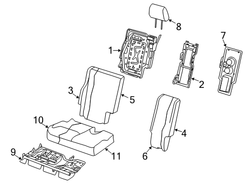 2009 Dodge Journey Seat Cushion Pad, Center Passenger Side Diagram for 68042369AA