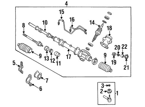 1994 Dodge Colt Tie Rod Boot Diagram for MB501711