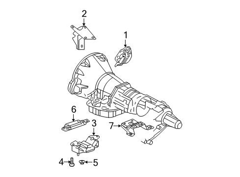 2003 Dodge Ram 2500 Transmission Mount Bracket Diagram for 52021129AA