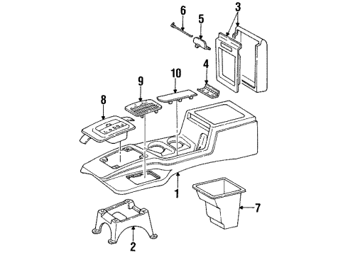 1993 Jeep Grand Wagoneer Console Diagram for 5DY05SAZ