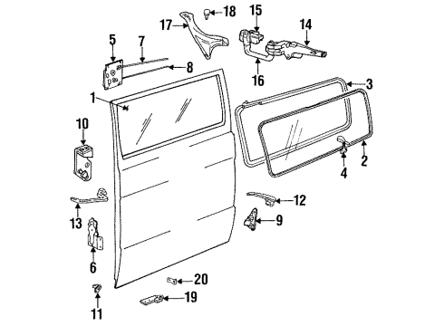 1993 Dodge B150 Hinge, Black Diagram for 55074704AB