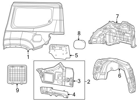 2023 Jeep Grand Wagoneer L Tail Lamp Pocket Diagram for 68432055AB