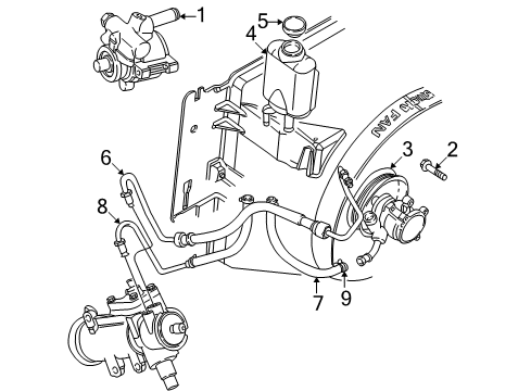 2005 Jeep Wrangler Power Steering Pump Diagram for 52089018AD