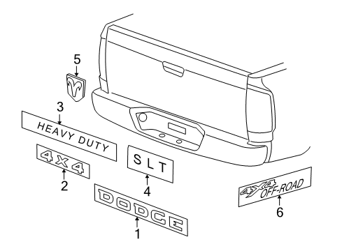 2008 Dodge Ram 3500 Decal, Rear Diagram for 55372538AA