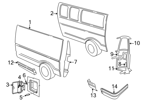 1998 Dodge B1500 Lower Molding, Rear Driver Side Diagram for 55274951AB