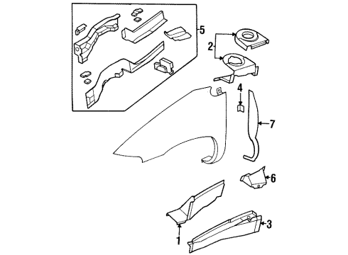 2000 Chrysler Grand Voyager Apron Panel Diagram for 4897213AA