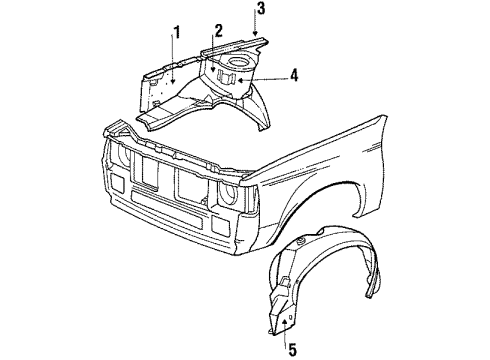 1984 Dodge Rampage Inner Components - Fender Diagram