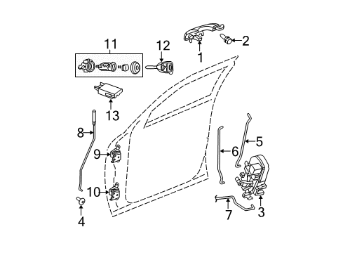 2006 Dodge Magnum Latch Rods, Front Lower Passenger Side Diagram for 5065438AD