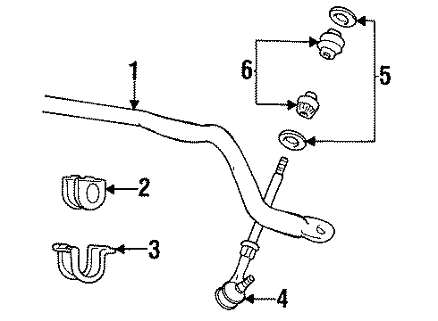 1995 Dodge Ram 1500 Stabilizer Bar & Components Diagram