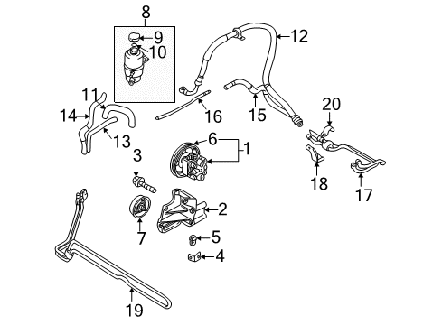 2004 Dodge Stratus Power Steering Pump Bolt Diagram for 6505336AA