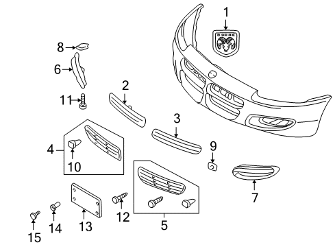 2001 Dodge Stratus License Panel, Front Diagram for MR432910