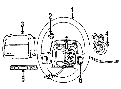 1995 Jeep Cherokee Steering Wheel, Leather Diagram for 5FJ14SX9