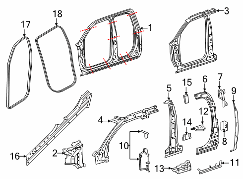 2025 Ram 1500 Weatherstrip On Body, Front Inner Diagram for 68402032AA