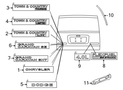 2009 Dodge Grand Caravan Exterior Trim - Lift Gate Diagram