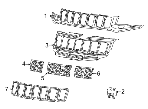 2021 Jeep Grand Cherokee Grille, Front Center Diagram for 68264286AB