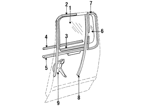 1987 Dodge W150 Glass - Door Diagram 3 - Thumbnail