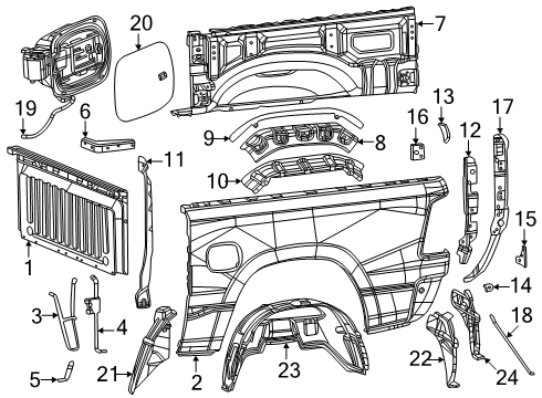2025 Ram 1500 Fender Liner Retainer Diagram for 6506293AA