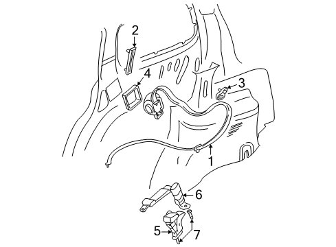 2002 Dodge Durango Buckle End, Brown, Rear Center Inner Driver Side Diagram for 5FF531T5AC