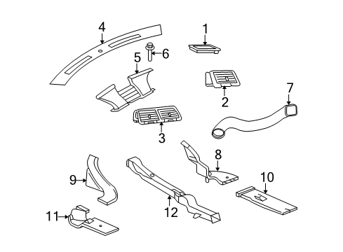 2010 Dodge Challenger Air Outlet, Front Upper Driver Side Diagram for 1NJ611DVAA