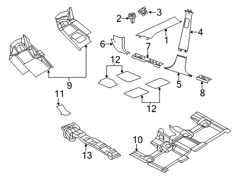2011 Jeep Grand Cherokee Windshield Pillar Trim Clip, Upper Diagram for 68053876AA