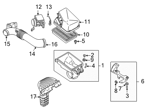 2003 Chrysler Sebring Air Inlet Duct Diagram for MR323265