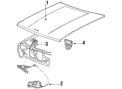 1990 Dodge Daytona Hood & Components Diagram
