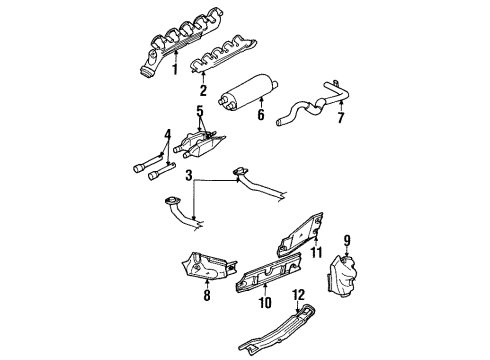 1996 Dodge Ram 2500 Front Pipe Diagram for 52019170AB