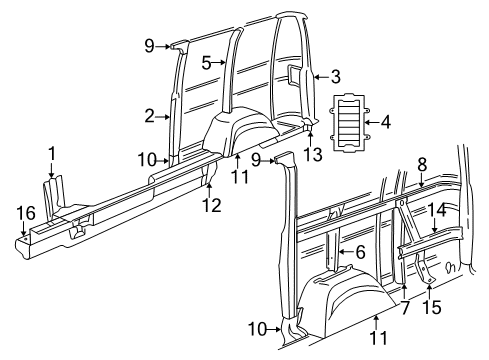 1995 Dodge B1500 Support, Rear Upper Passenger Side Diagram for 55345720AC