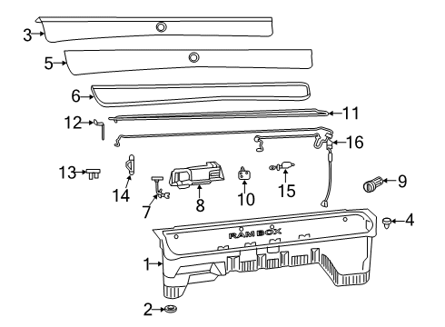 2022 Ram 3500 Applique - Storage Bin Diagram for 1WX161W7AC