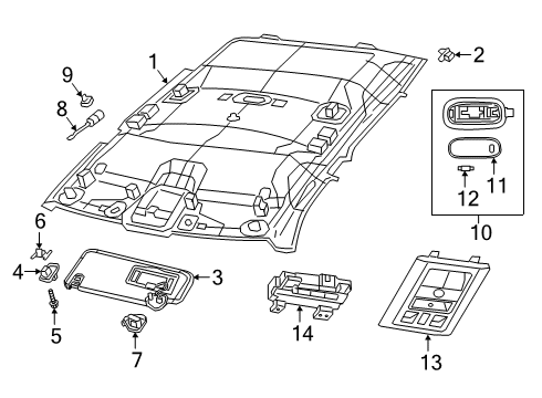 2022 Ram 2500 Overhead Console, Gray, Upper Diagram for 6EJ911L1AF