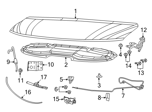 2023 Chrysler Pacifica Release Cable, Front Diagram for 68228396AC