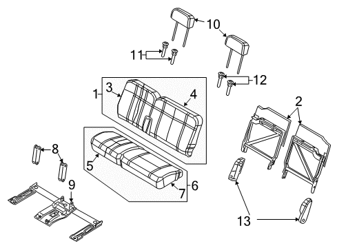 2009 Chrysler Aspen Seat Cushion, Light Gray, Rear Passenger Side Diagram for 1FQ881D1AA