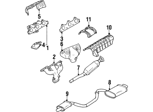 1996 Chrysler Sebring Catalytic Converter Gasket Diagram for MB687002